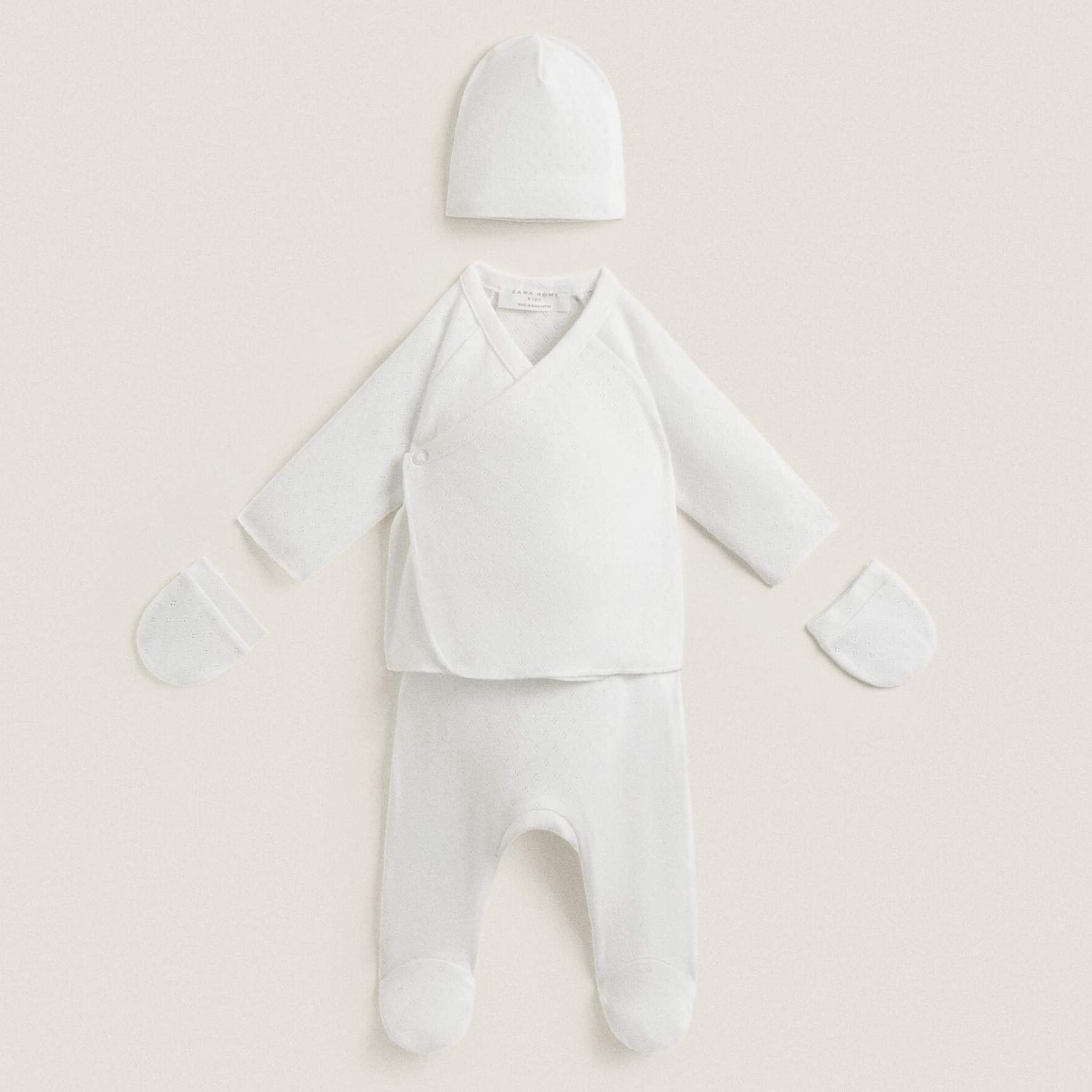 цена Комплект одежды Zara Home Openwork Newborn, 3 предмета, белый