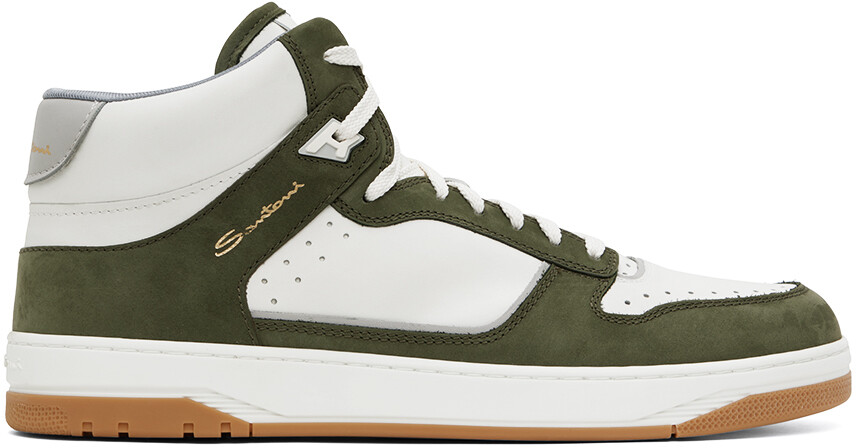 

Зелено-белые кроссовки Sneak-Air Santoni