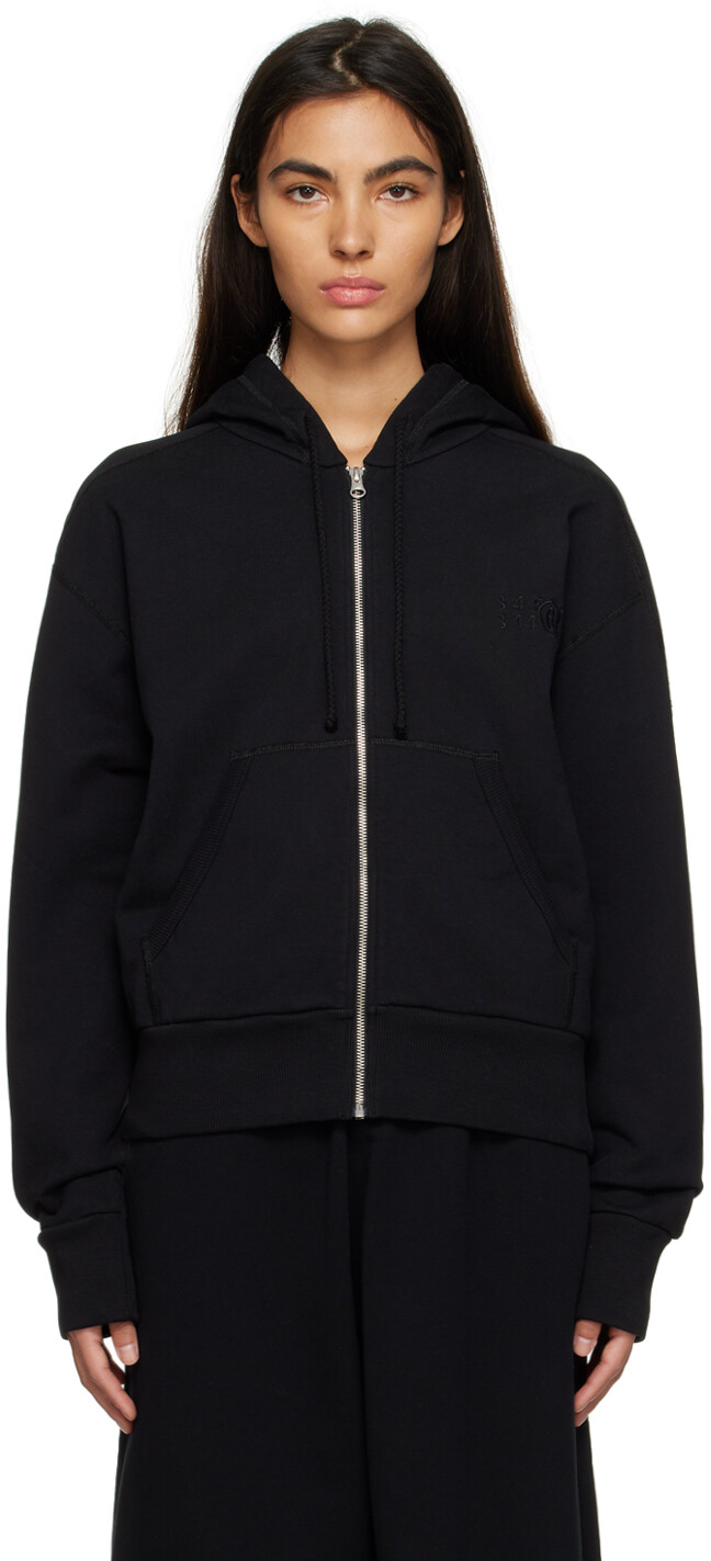 

Черный худи в рубчик MM6 Maison Margiela