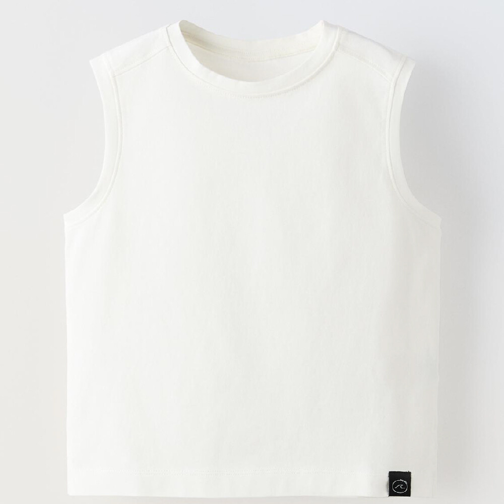 Топ Zara Sleeveless With Label, белый топ zara sleeveless crop белый