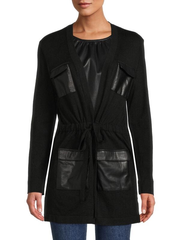 

Кардиган с Карманом Calvin Klein из искусственной кожи, черный