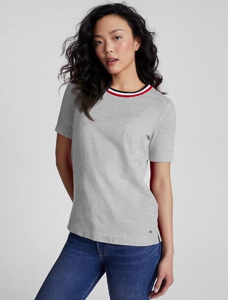 

Футболка с круглым вырезом Tommy Hilfiger Stripe Collar Crewneck, серый