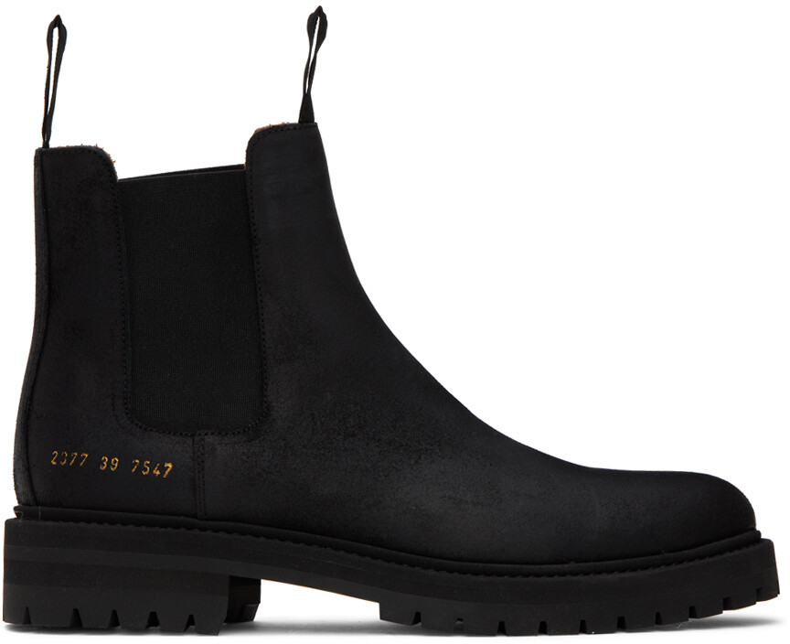 

Черные ботинки челси с тиснением Common Projects