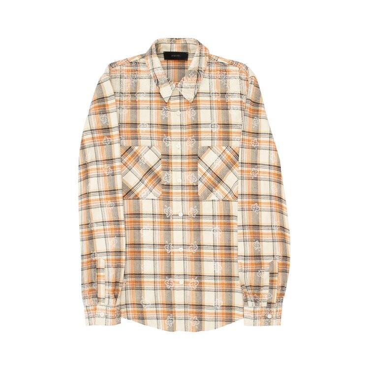 

Рубашка Amiri Bleach Bandana Plaid Shirt 'Alabaster', белый
