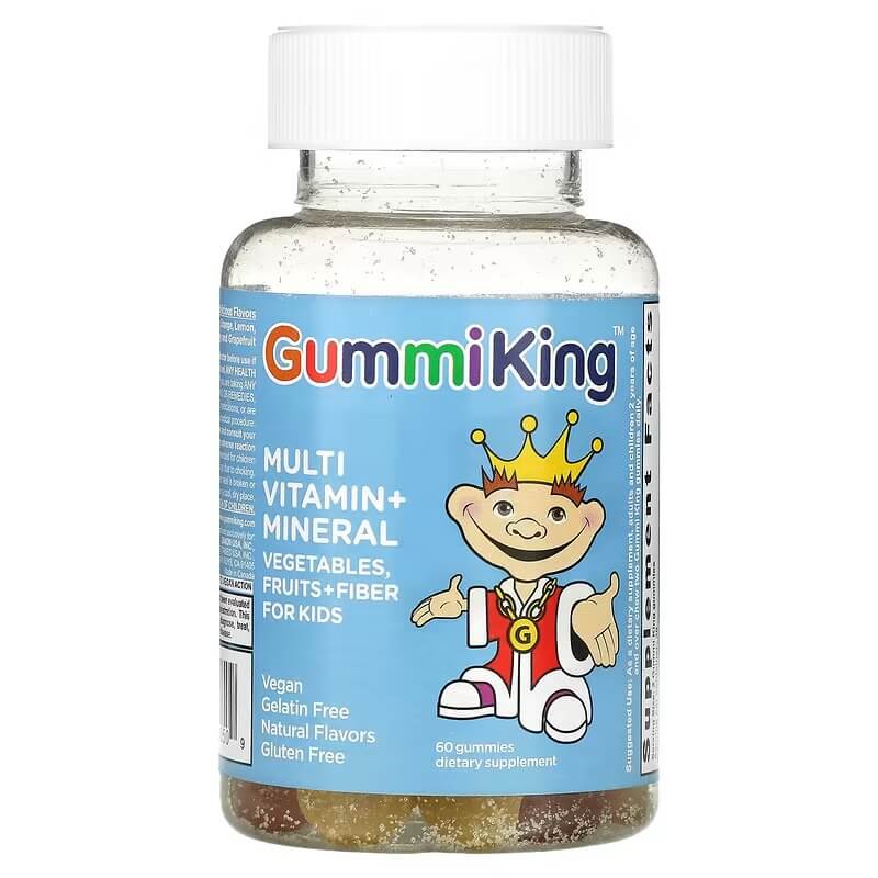Мультивитамины + минералы для детей GummiKing, 60 жевательных конфет gummiking мультивитамины и микроэлементы овощи фрукты и клетчатка для детей 60 жевательных таблеток