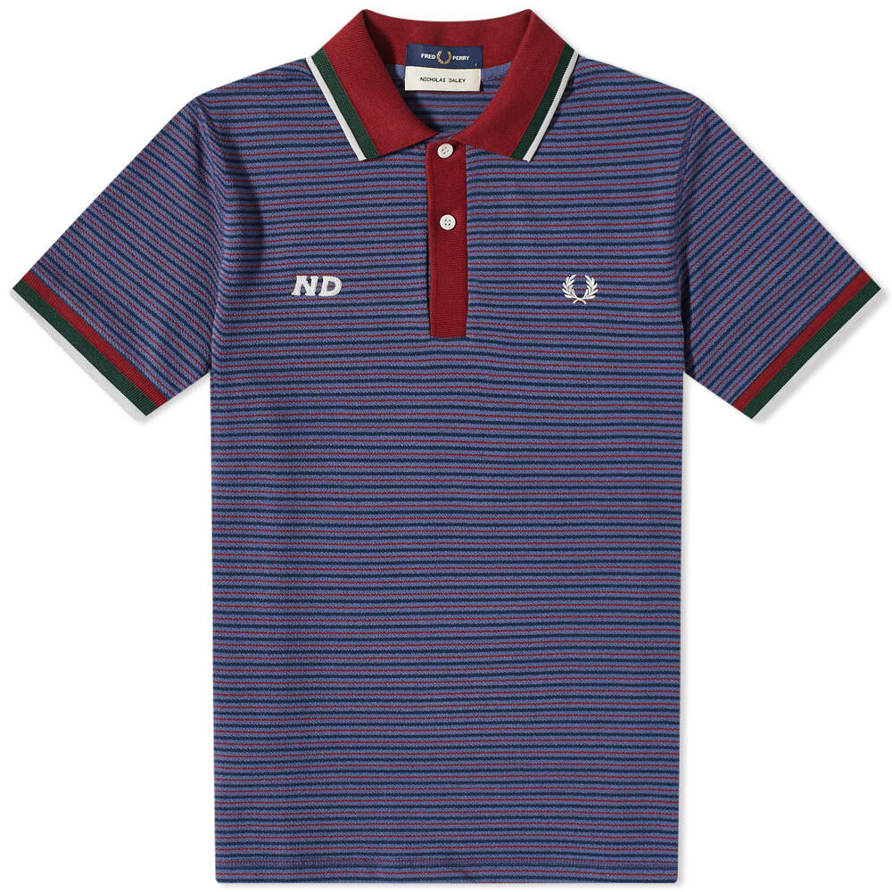 

Футболка Fred Perry x Nicholas Daley Striped Polo Shirt, Серый