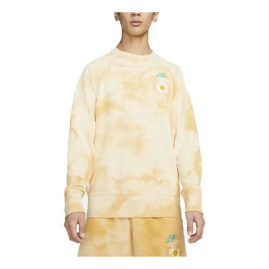 

Толстовка Nike Sportswear Tie Dye Embroidered Daisy Round Neck Gold, Желтый