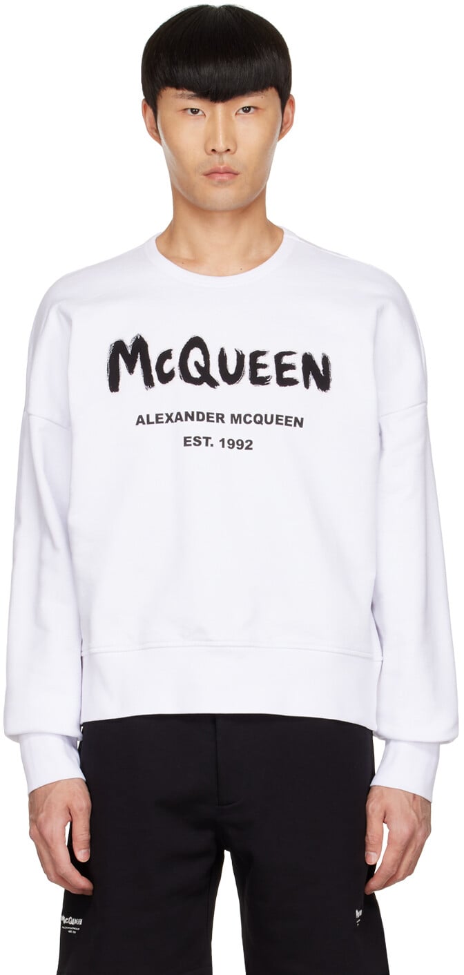 

Белая толстовка с граффити Alexander McQueen, Белый