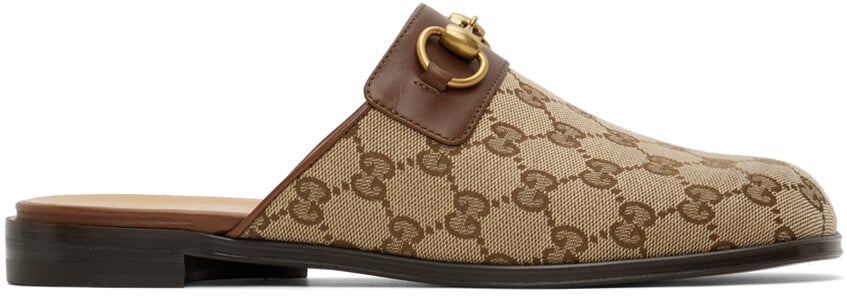 

Бежевые туфли без задника GG Horsebit Gucci