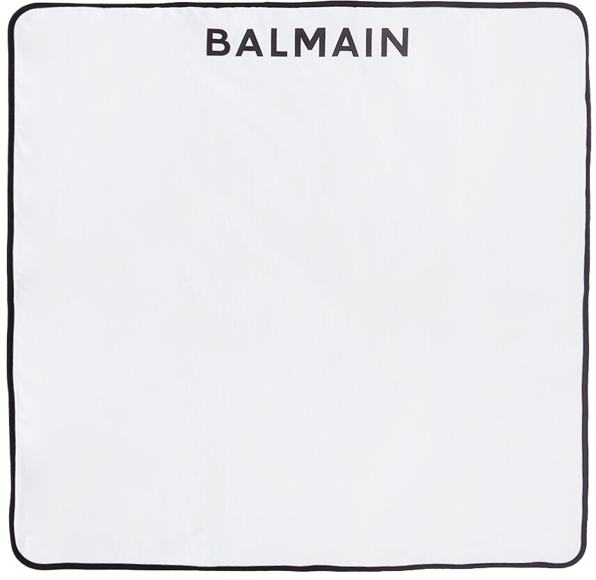 

Белое детское одеяло с логотипом Balmain