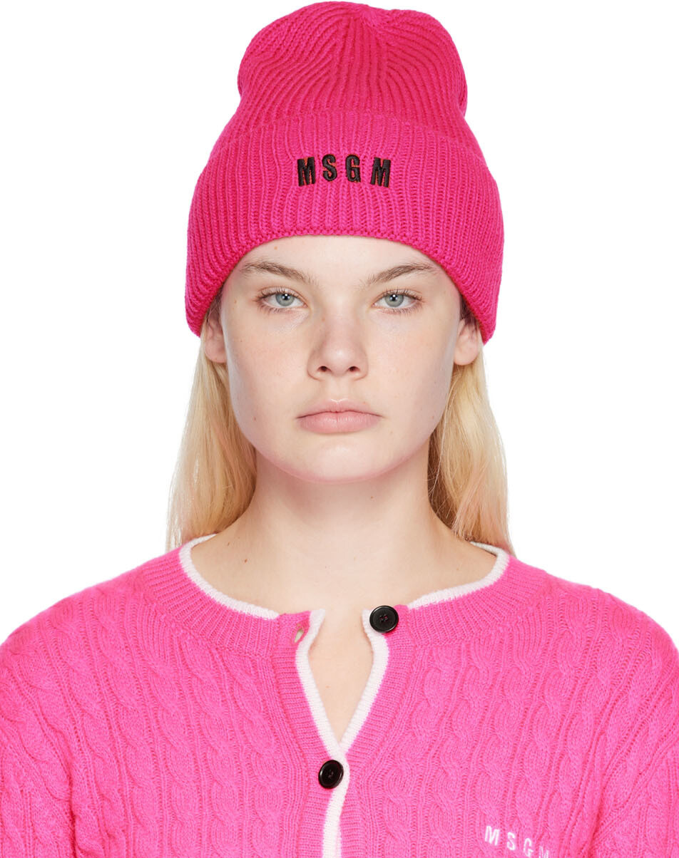 

Розовая шапка с вышивкой MSGM