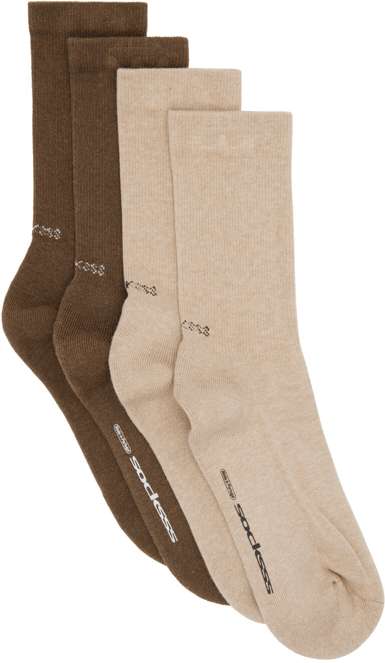 

Набор из двух пар бежево-коричневых носков SOCKSSS