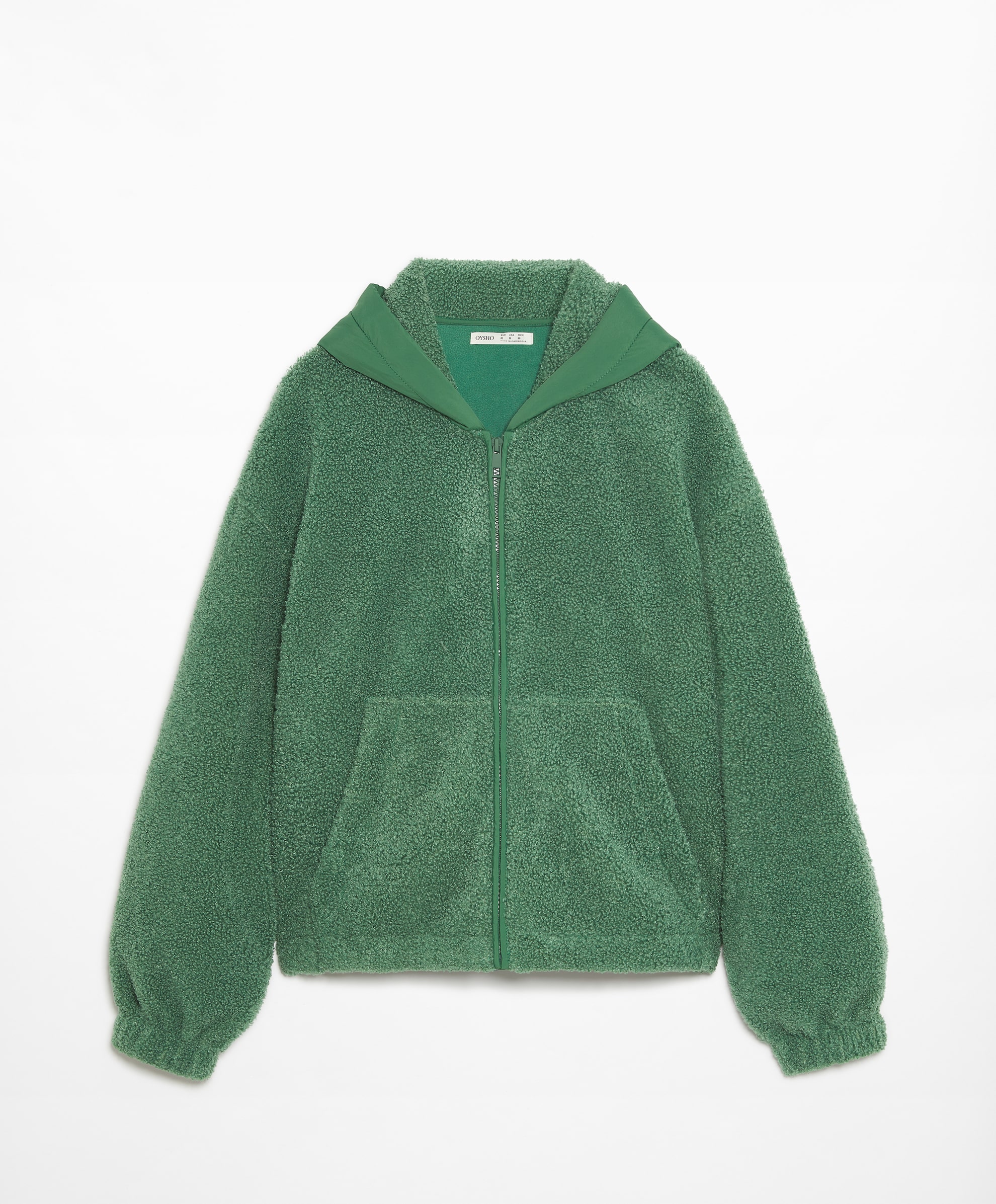 Куртка Oysho Faux Shearling, зеленый куртка oysho nylon crop бледно зеленый