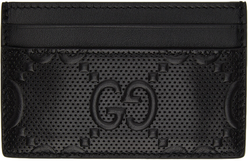 

Черный футляр для карт с тиснением GG Gucci