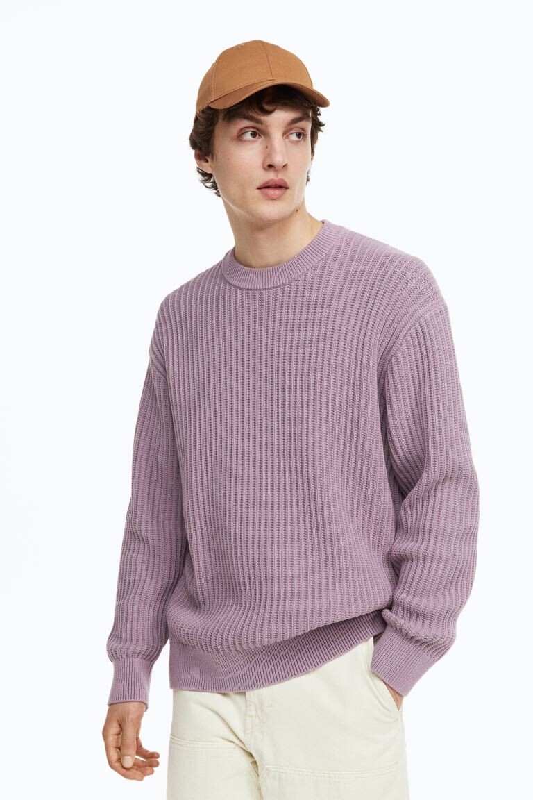 

Джемпер свободного кроя в рубчик H&M, фиолетовый