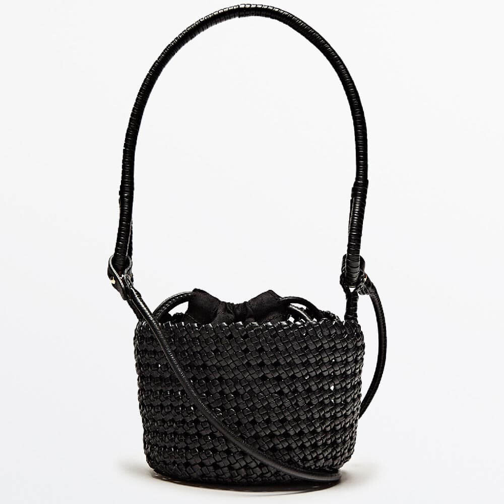 

Сумка Massimo Dutti Woven Leather Mini Limited Edition, черный