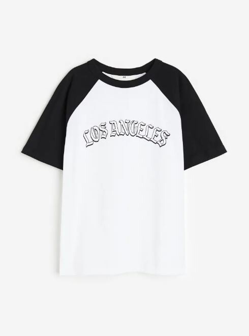 

Футболка с принтом Лос-Анджелес H&M Los Angeles Printed Jersey, белый/черный