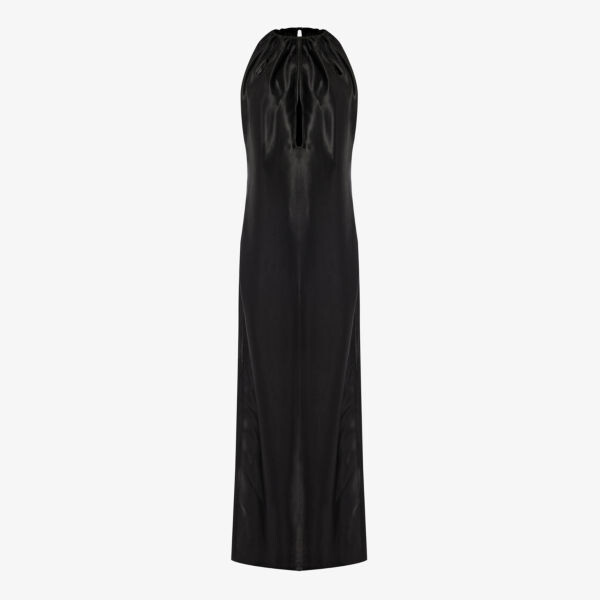 

Тканое платье макси с разрезом по краю, украшенное узлом Bottega Veneta, черный