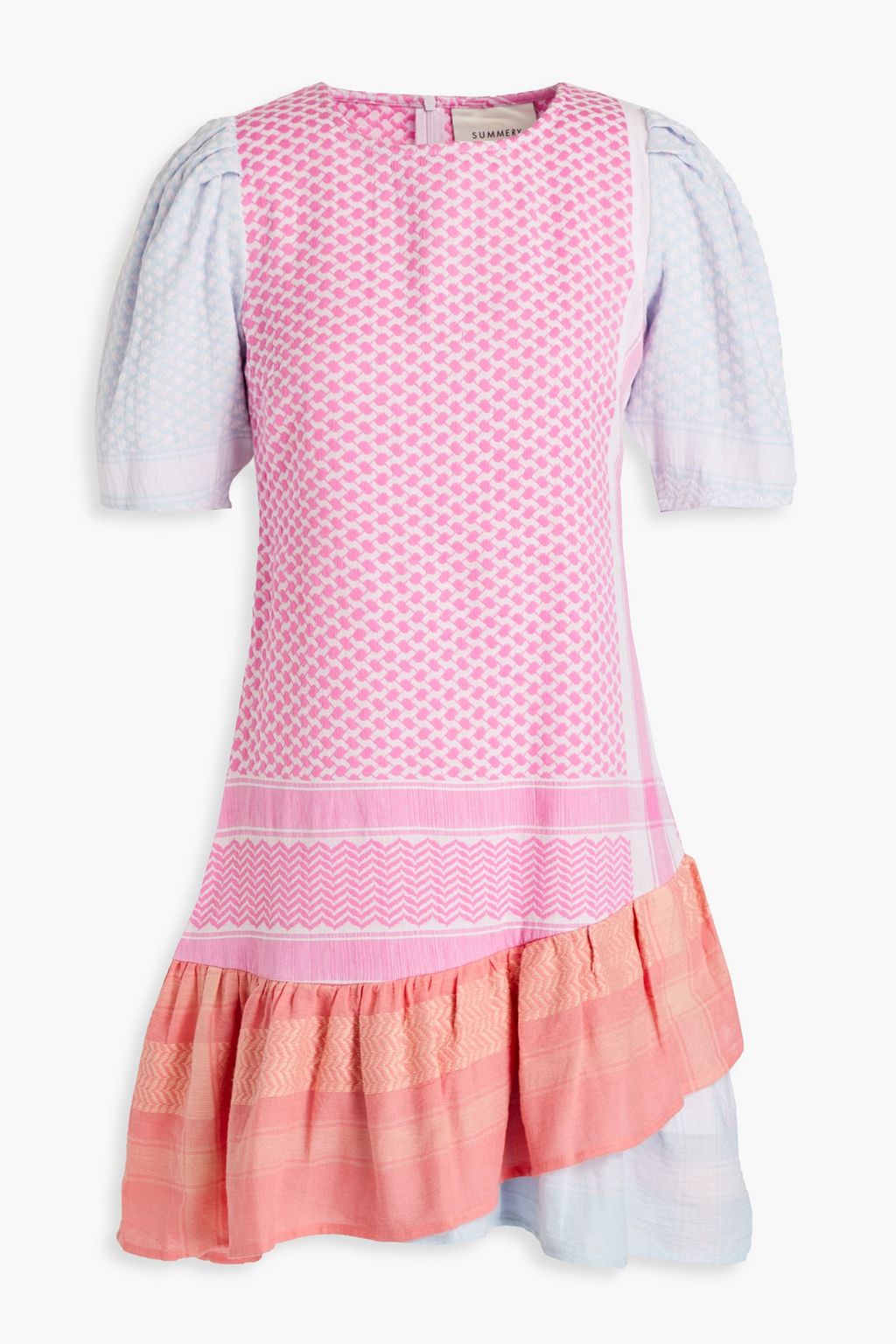 Платье мини Soffi в стиле колор-блок из хлопкового жаккарда SUMMERY COPENHAGEN, розовый