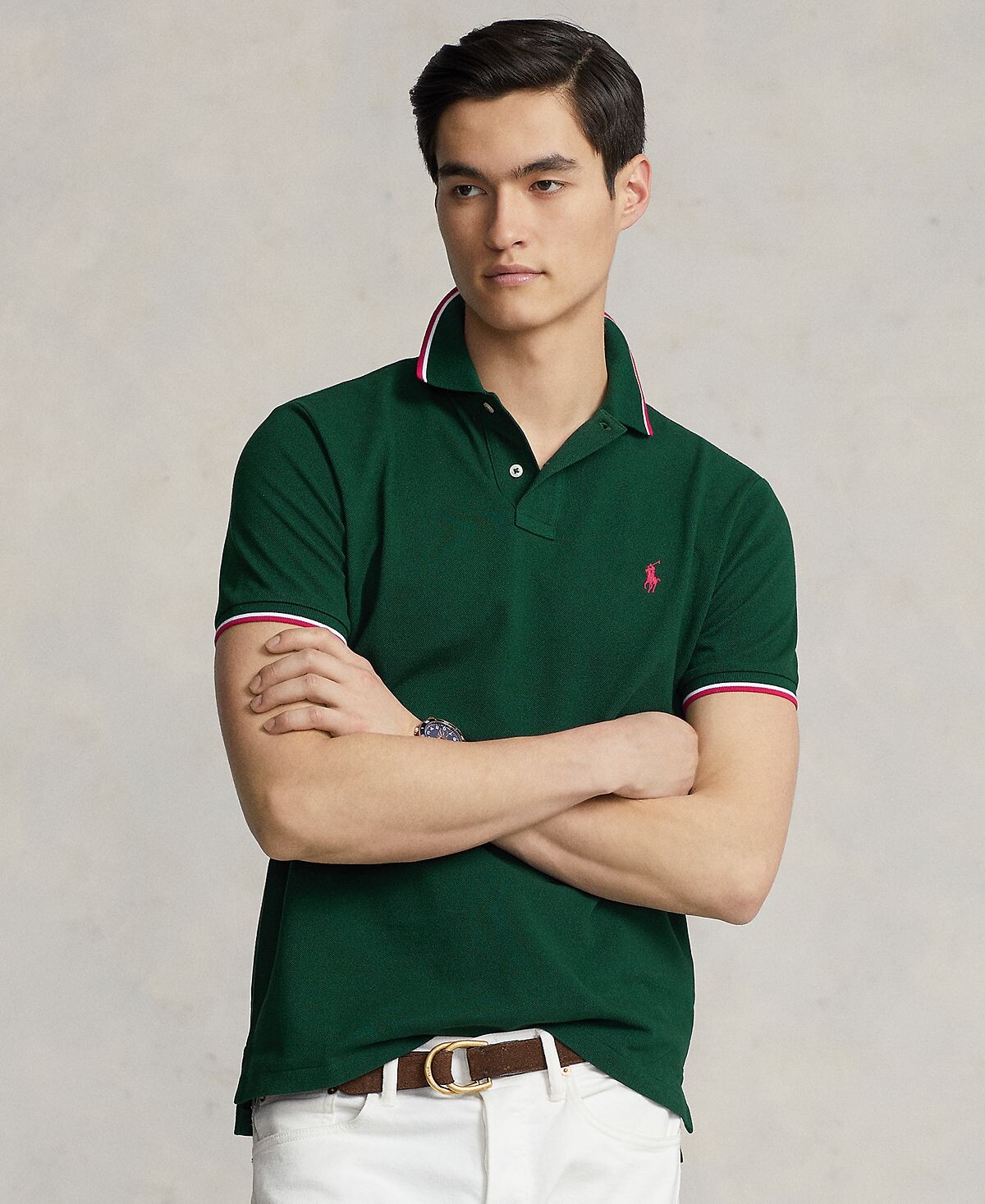 

Мужская хлопковая рубашка-поло классического кроя в сетку Polo Ralph Lauren