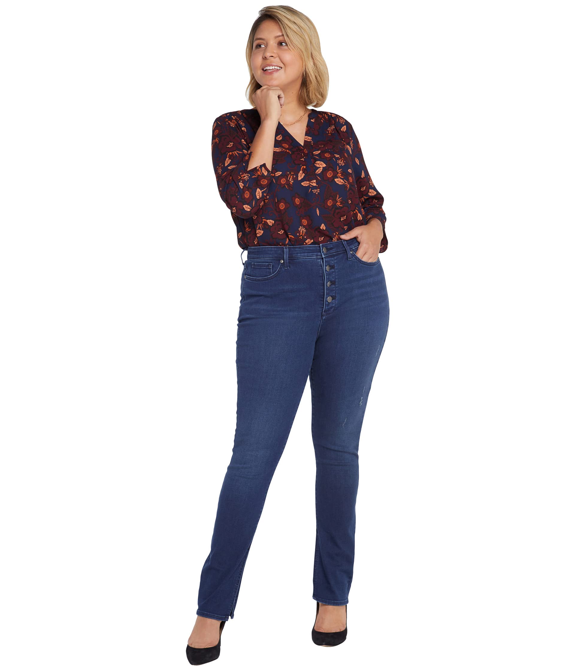 Джинсы NYDJ Plus Size, Plus Size High-Rise Alina Legging Jeans with Ankle Slits in Grant grant