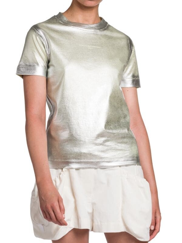 

Фольгированная футболка с надпечаткой Stella McCartney Silver