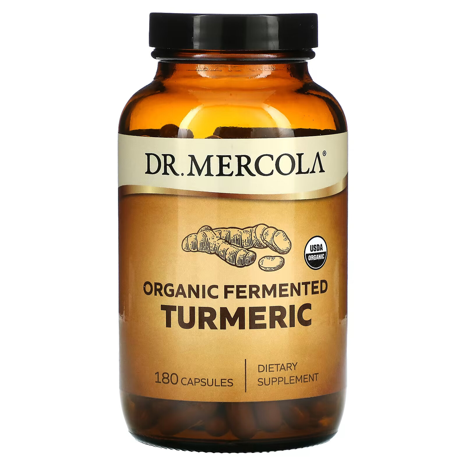 Ферментированная куркума Dr, Mercola, 180 капсул dr mercola l глицин 500 мг 180 капсул