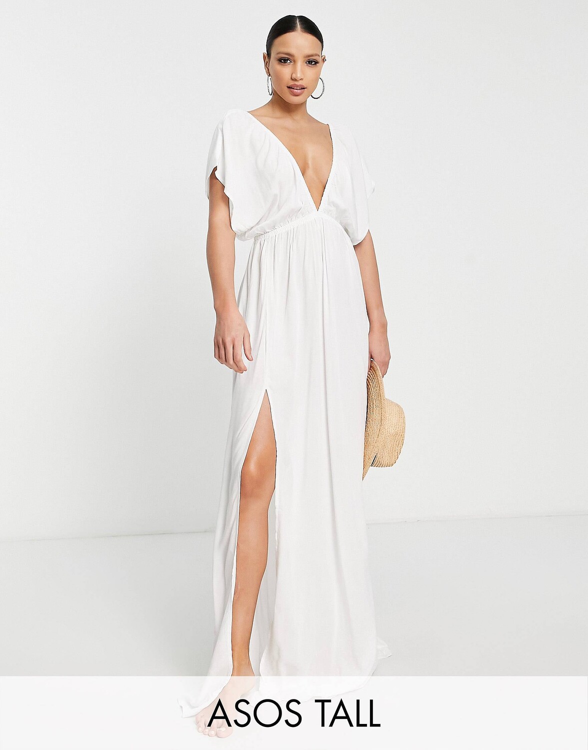

Белое пляжное платье макси ASOS DESIGN Tall, Белый