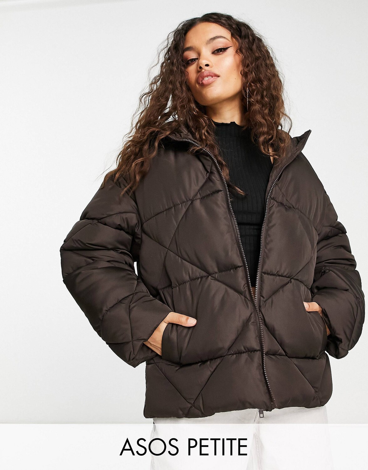 

Шоколадный стеганый пуховик ASOS DESIGN Petite - BROWN - BROWN, Коричневый