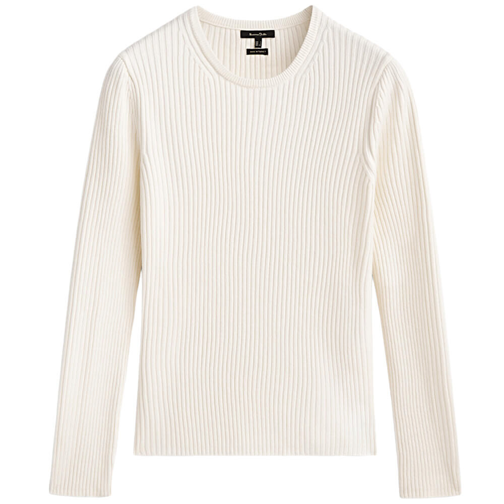 

Свитер Massimo Dutti Crew Neck Ribbed, кремовый