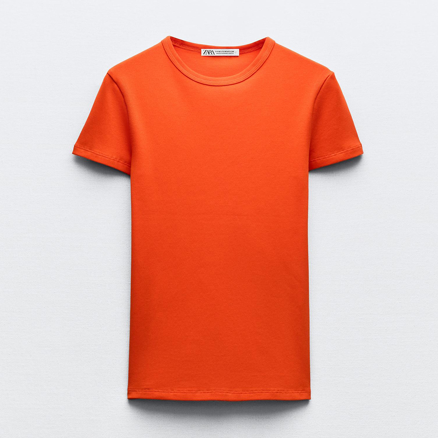 Футболка Zara Ribbed Short Sleeve, красно-оранжевый