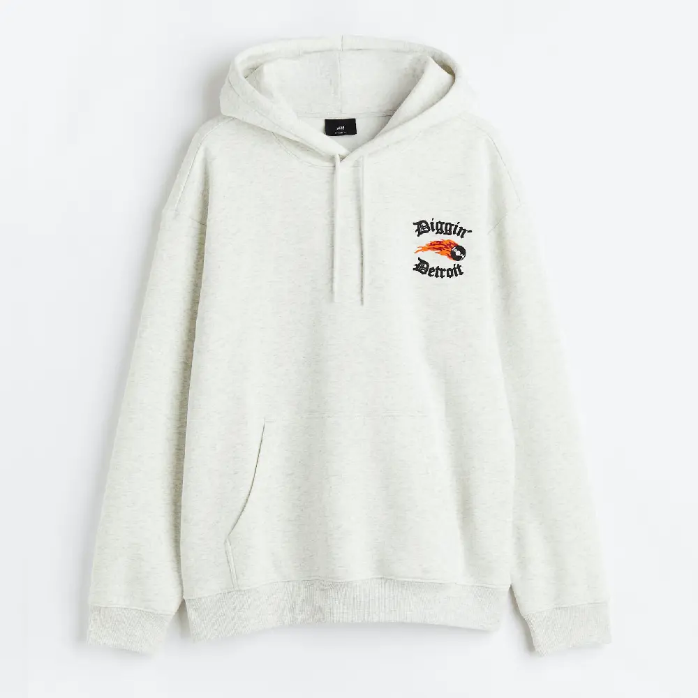 

Толстовка H&M Relaxed Fit Printed Diggin' Detroit, серый