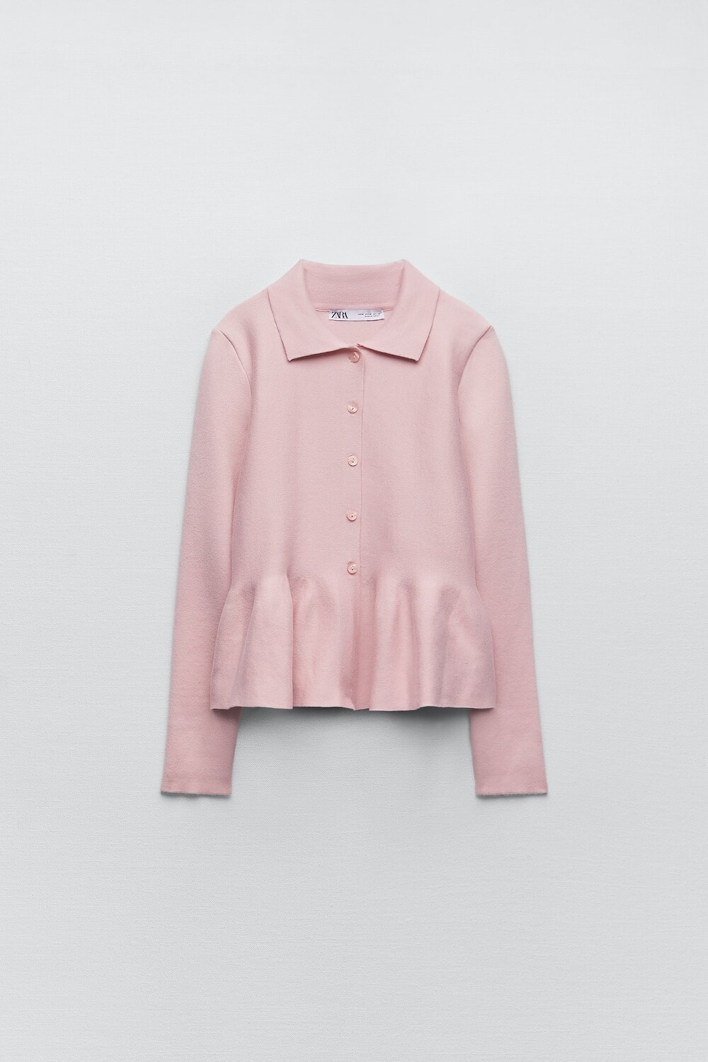 

Трикотажный кардиган с баской ZARA, розовый лиловый