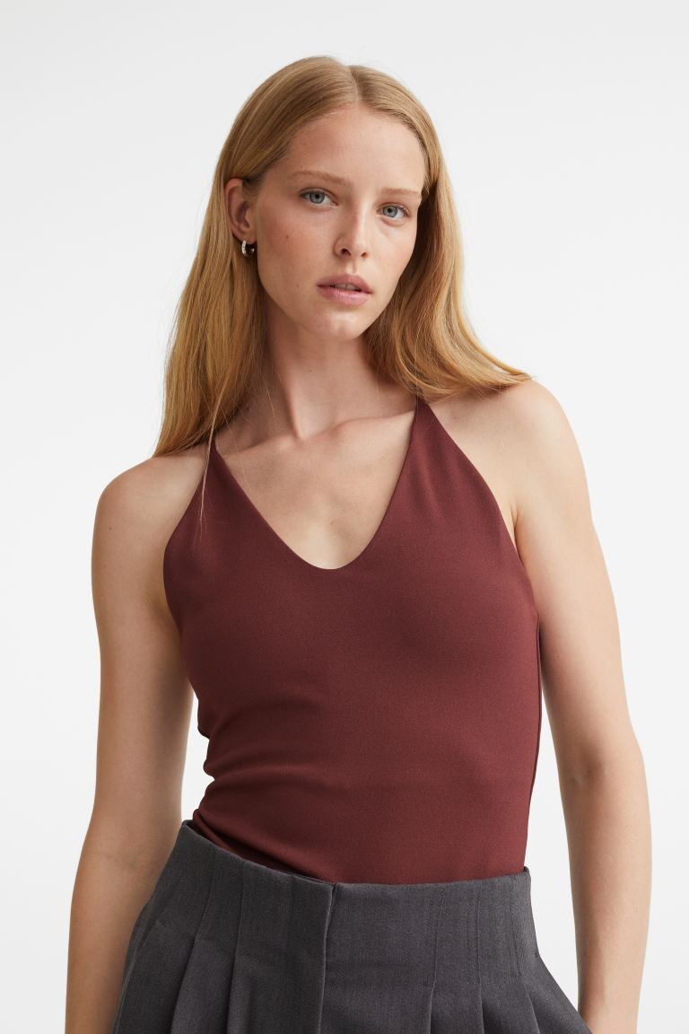 

Боди на узких бретелях H&M, темно коричневый