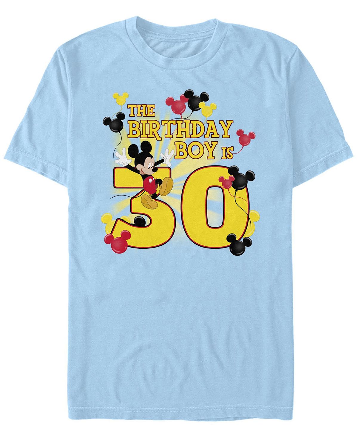 Мужская футболка с круглым вырезом и короткими рукавами mickey birthday 30 Fifth Sun, светло-синий мужская футболка mickey irish с короткими рукавами и круглым вырезом fifth sun зеленый