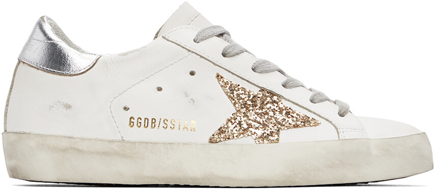 

Эксклюзивные бело-серебристые классические кроссовки SSENSE Super-Star Golden Goose