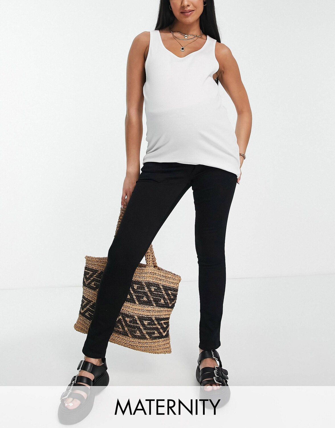 

Черные джинсы Leigh с завышенной талией Topshop Maternity