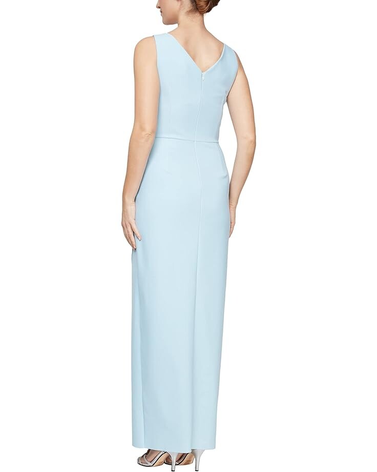 

Платье Alex Evenings Slimming Long Side Ruched Dress with Cascade Ruffle Skirt, светло-синий