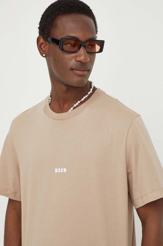 

Хлопковая футболка MSGM, бежевый