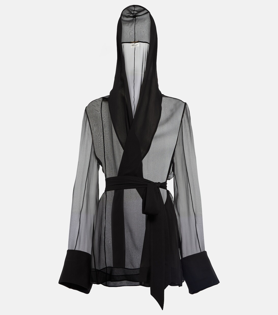 

Пиджак из прозрачного шелка с капюшоном SAINT LAURENT, черный