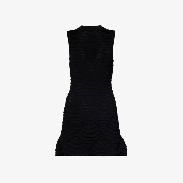 

Трикотажное платье мини с расклешенным краем и текстурой питона Alaia, цвет noir alaia