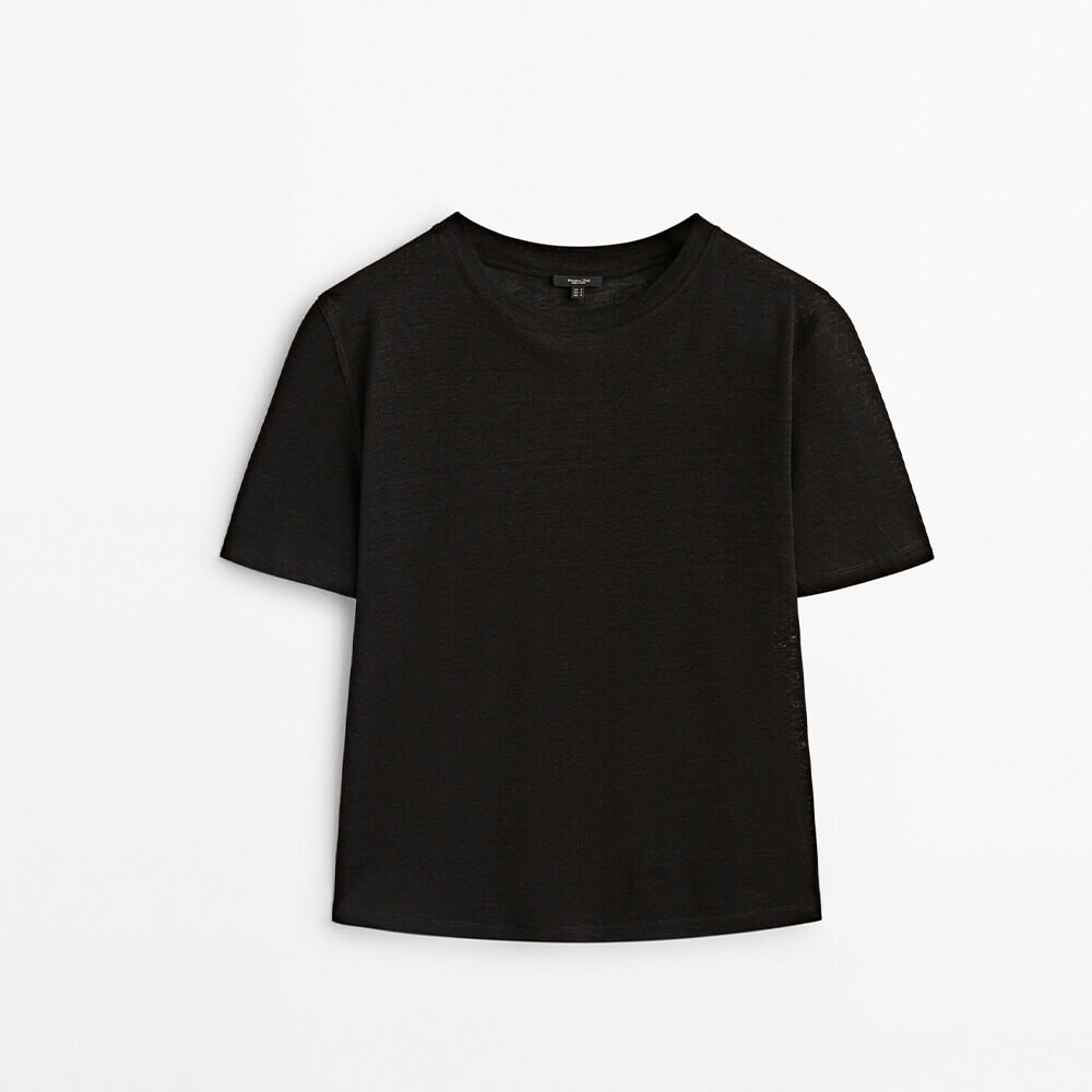 

Футболка изо льна Massimo Dutti, черный