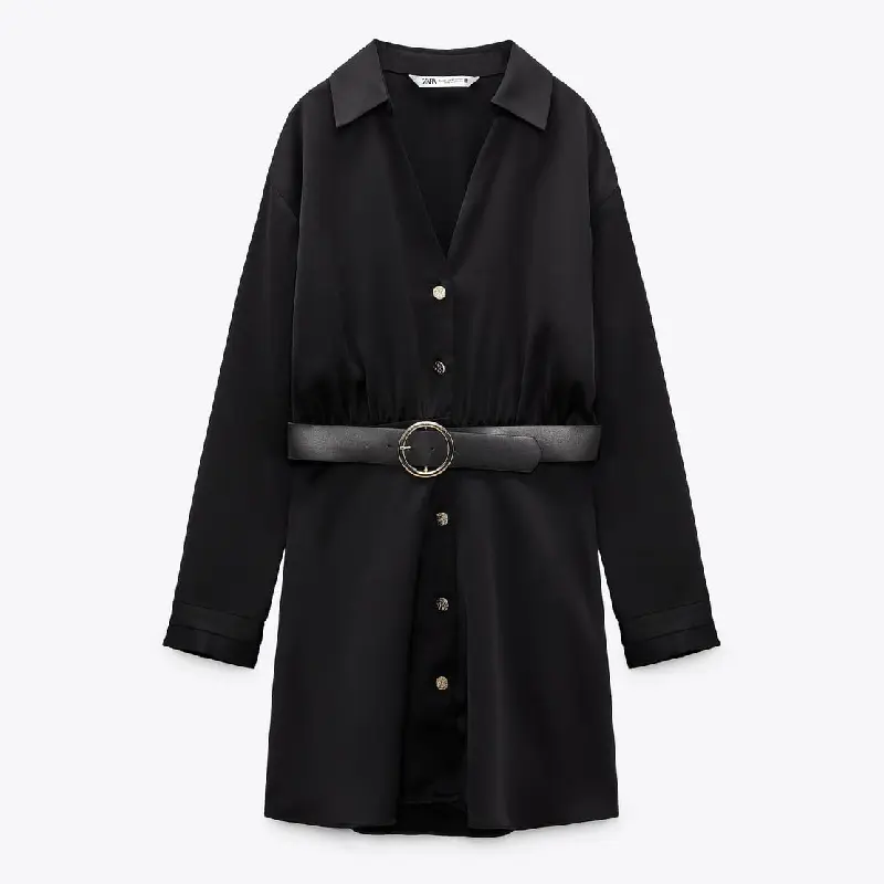 

Платье Zara Satin With Belt, черный