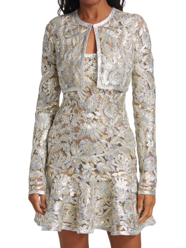 

Куртка Naeem Khan с металлической лентой, silver
