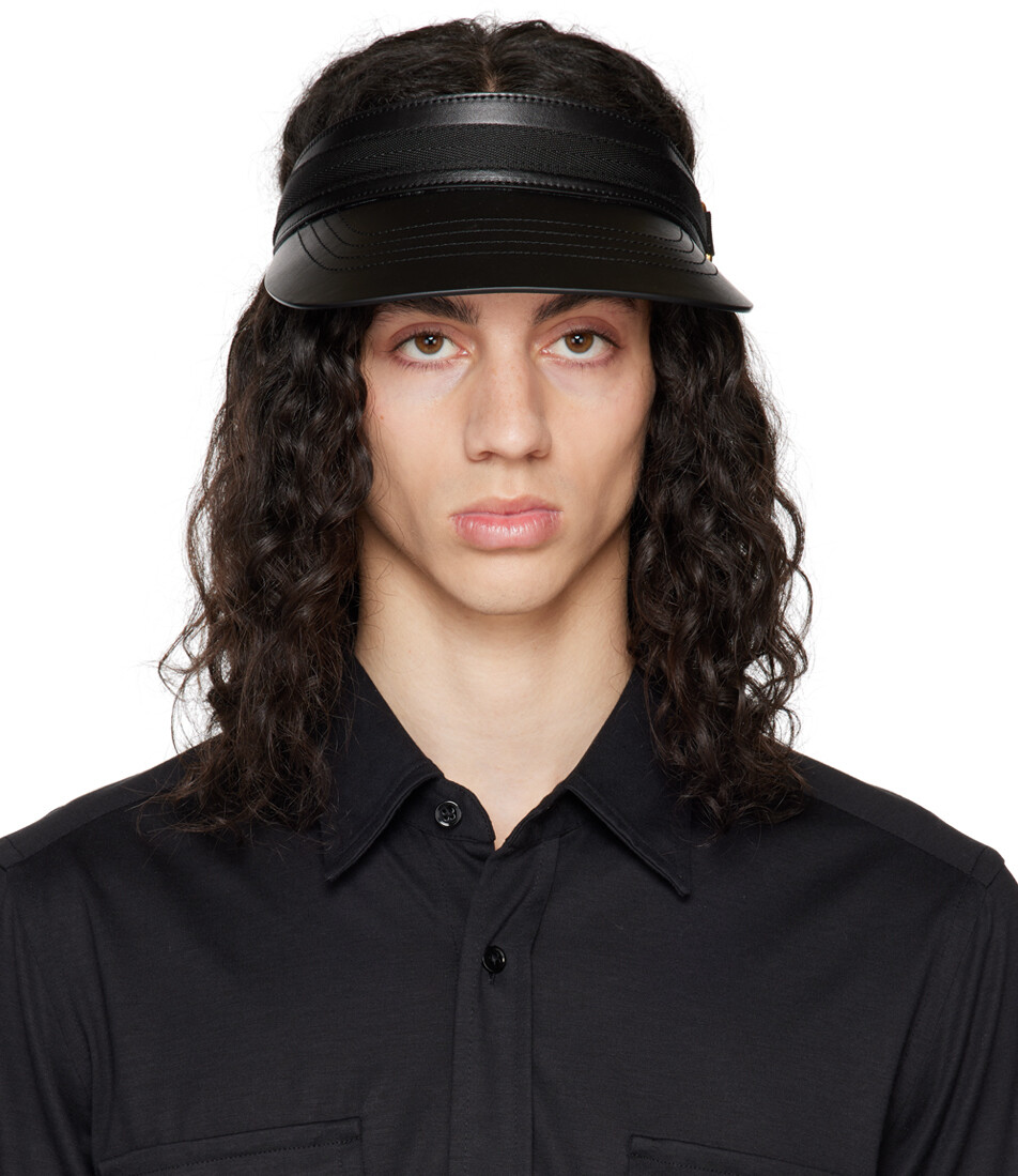 

Черный козырек из телячьей кожи TOM FORD