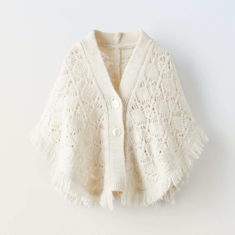 

Пончо для девочек Zara With Buttons, экрю