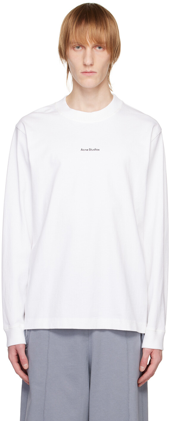 

Белая футболка с длинным рукавом с принтом Acne Studios, Белый