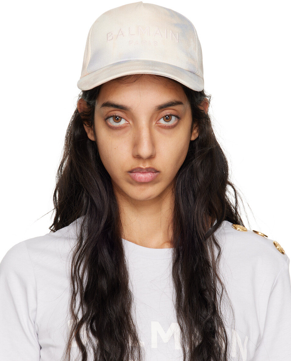 

Розовая кепка с логотипом Balmain
