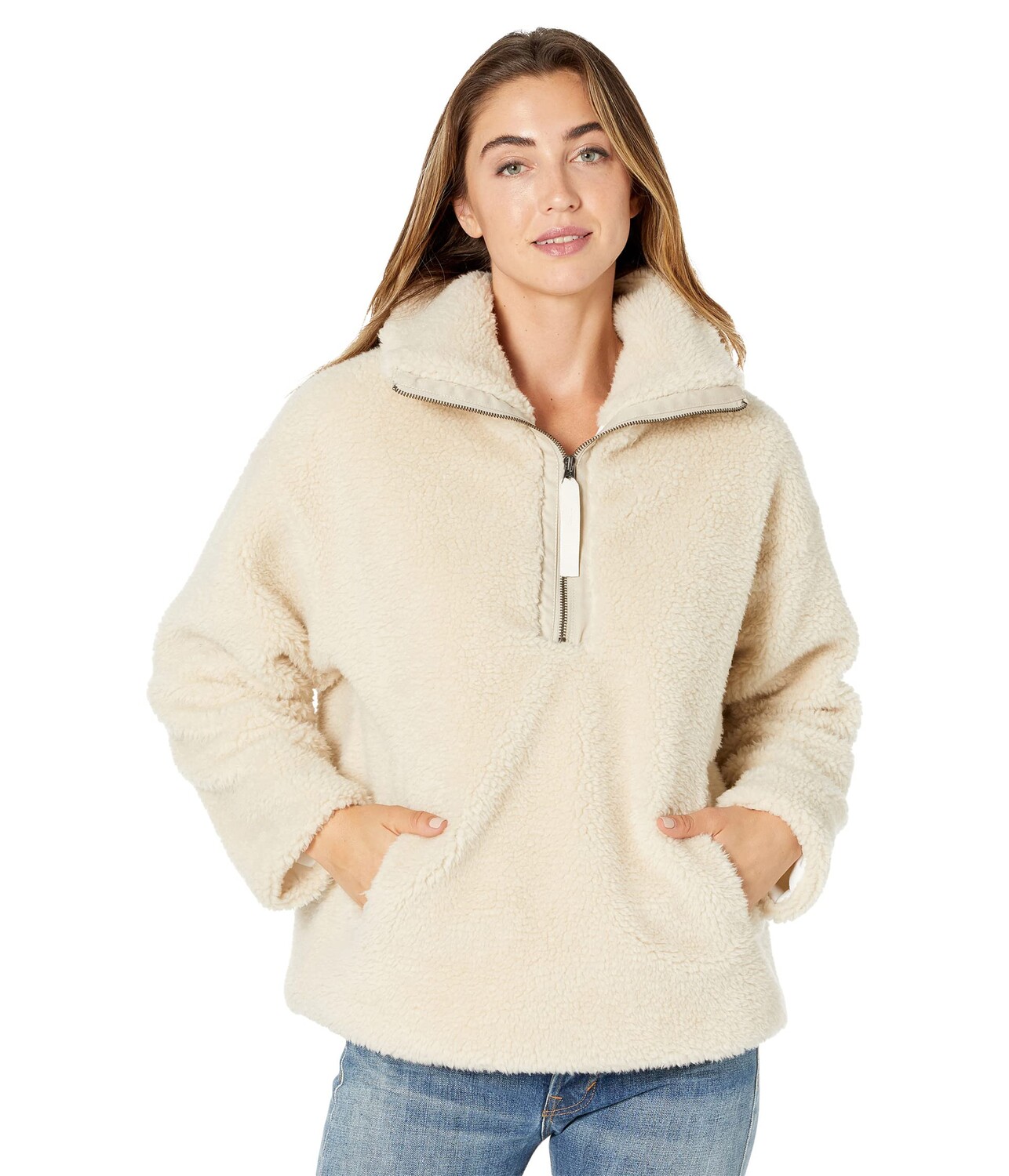 

Худи Dylan by True Grit, Lux Sherpa Oversized 1/2 Zip with Pockets