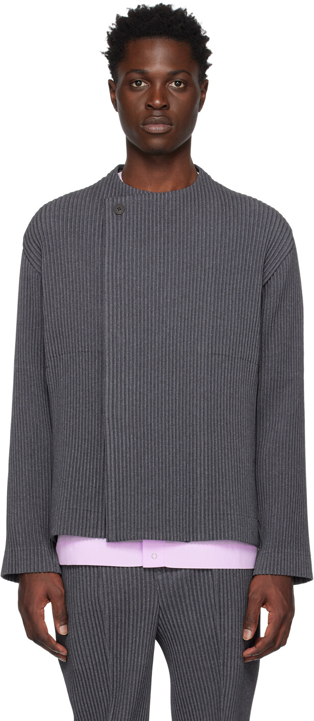 

Серая шерстяная легкая куртка Homme Plissé Issey Miyake